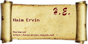 Haim Ervin névjegykártya